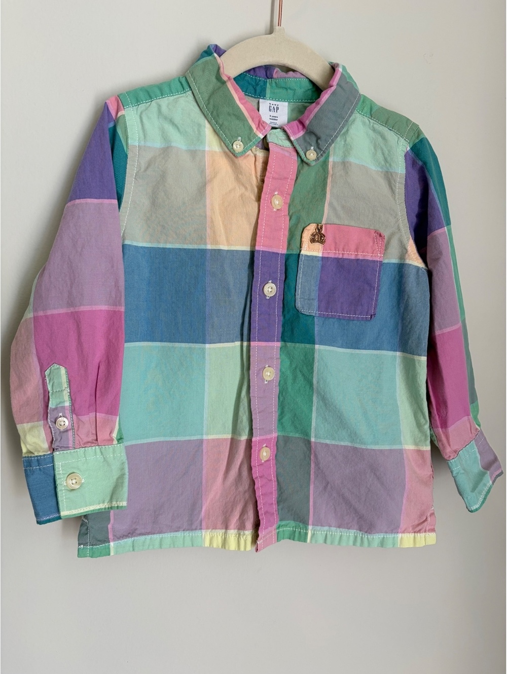 Baby GAP Toddler Boys' Multicolor Plaid Button-Up Shirt, 3 Years